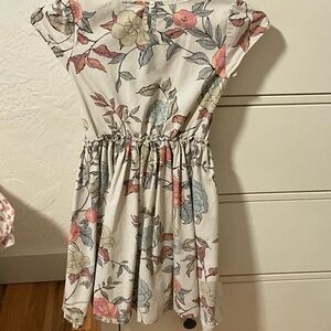 Lands' End Pink and White Casual Sundress with Cap Dolman Sleeves